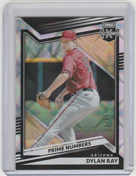 Baseball card of Dylan Ray Diamondbacks in red uniform from Panini Extra Edition