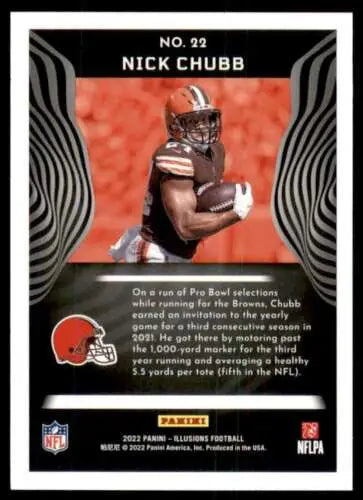 Nick Chubb football card from 2022 Panini Illusions Retail with original gloss finish