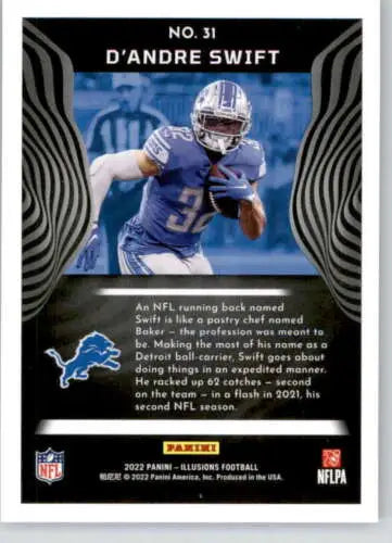 D’Andre Swift football card from 2022 Panini Illusions Retail with original gloss finish