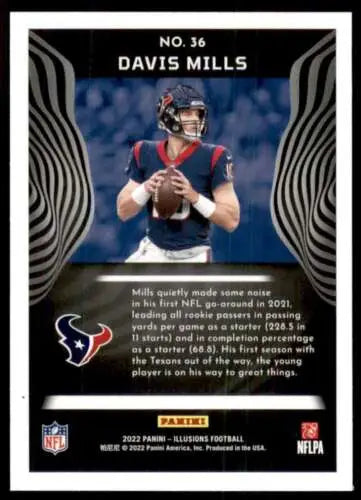 Davis Mills football card from 2022 Panini Illusions Retail showcasing original gloss