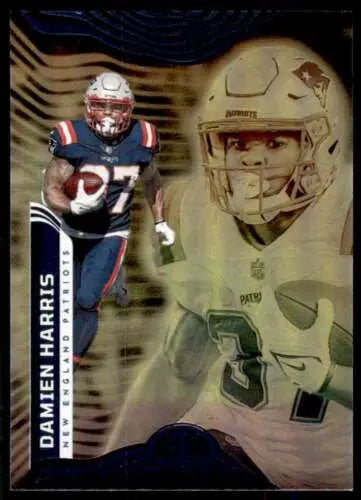 Football card featuring 2022 Panini Illusions Retail #68 Damien Harris NM-MT Patriots