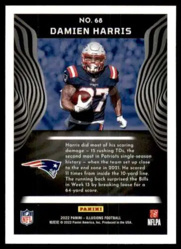 Damien Harris football card from 2022 Panini Illusions Retail showcasing original gloss