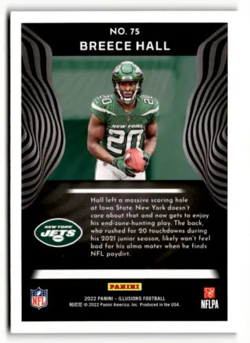 Breece Hall NY Jets football card from 2022 Panini Illusions Retail with original gloss