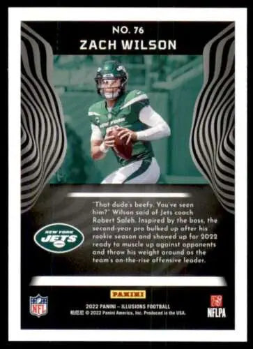 Zach Wilson football card from 2022 Panini Illusions Retail with original gloss finish