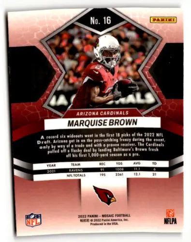 Marquise Brown football card from 2022 Panini Mosaic with original gloss finish