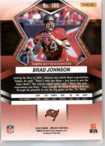 Brad Johnson 2022 Panini Mosaic football card with original gloss, Buccaneers