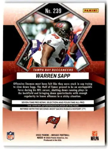 Warren Sapp football card from 2022 Panini Mosaic with original gloss finish