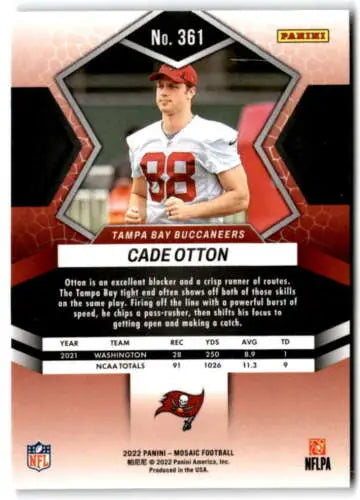 Cade Otton football card from 2022 Panini Mosaic with original gloss finish