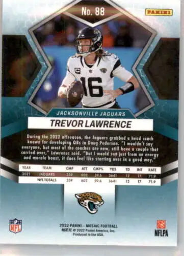 Trevor Lawrence 2022 Panini Mosaic football card in original gloss condition