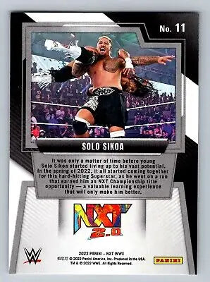 Solo Sikoa wrestling card from 2022 Panini NXT 2.0 WWE #11 RC collectible series