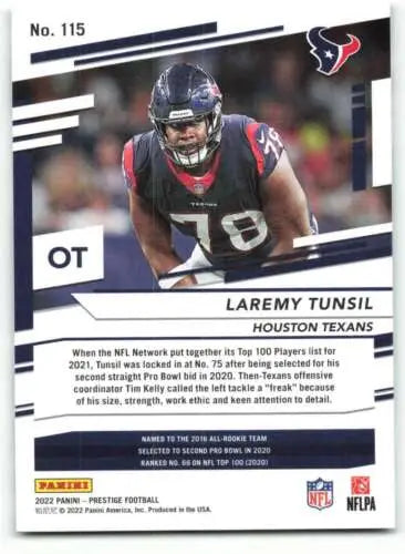 Laremy Tunsil football card from 2022 Panini Prestige with original gloss finish