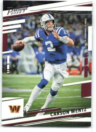 Carson Wentz football card from 2022 Panini Prestige with original gloss finish