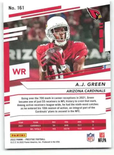 A.J. Green football card from 2022 Panini Prestige with original gloss finish