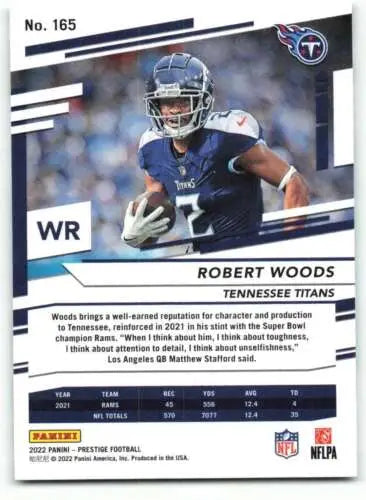 Robert Woods football card from 2022 Panini Prestige with original gloss finish