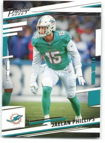 Jaelan Phillips in aqua and white uniform, 2022 Panini Prestige NM-MT Dolphins card