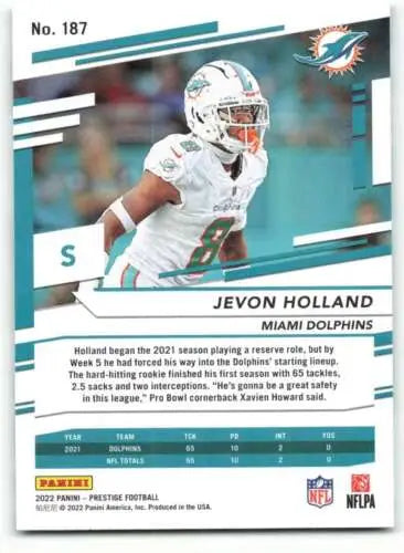 Jevon Holland 2022 Panini Prestige football card featuring original gloss finish