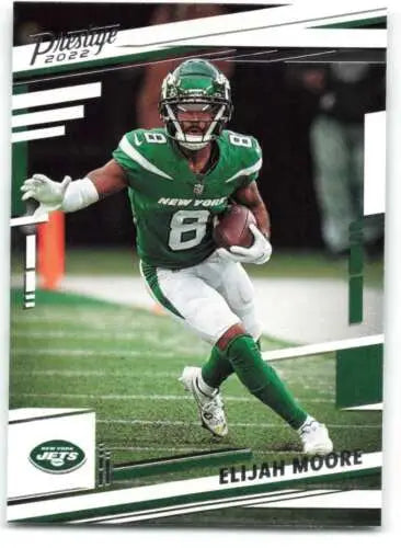 Elijah Moore football card from 2022 Panini Prestige with original gloss, NY Jets