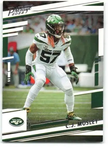 C.J. Mosley football card in original gloss from 2022 Panini Prestige NY Jets