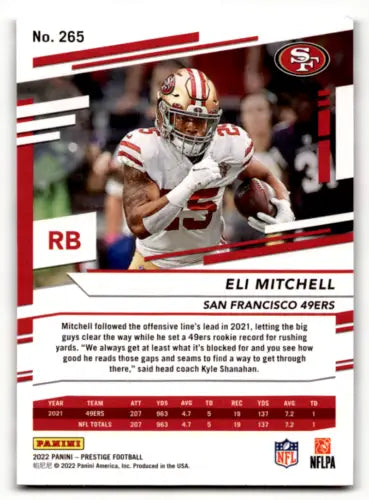 Eli Mitchell football card from 2022 Panini Prestige with original gloss finish