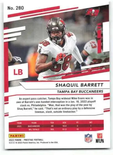 Shaquil Barrett football card from 2022 Panini Prestige with original gloss finish