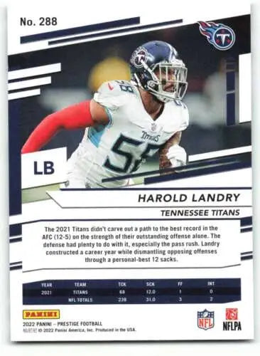 Harold Landry football card from 2022 Panini Prestige with original gloss finish