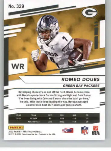 2022 Panini Prestige Romeo Doubs football card with original gloss NM-MT RC Packers