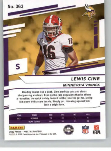 Lewis Cine football card from 2022 Panini Prestige with original gloss NM-MT RC