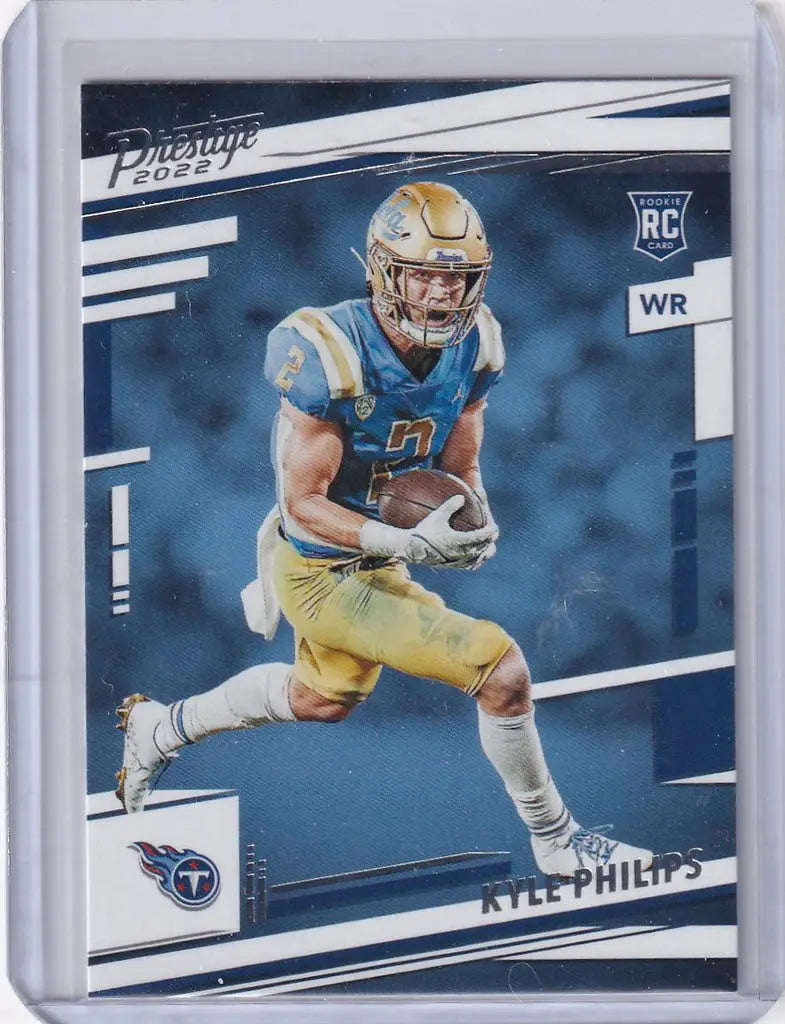 Football trading card of Kyle Philips Tennessee Titans in UCLA’s blue and gold uniform