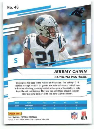 Jeremy Chinn football card from 2022 Panini Prestige featuring original gloss design