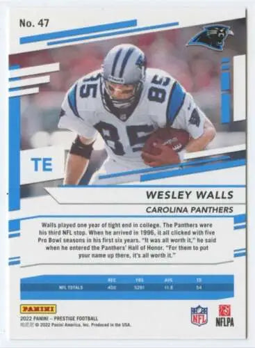 Wesley Walls Carolina Panthers football card from 2022 Panini Prestige with original gloss