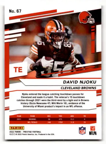 David Njoku 2022 Panini Prestige #67 football card in original gloss condition