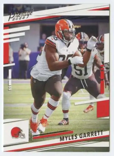 Myles Garrett football card from 2022 Panini Prestige featuring original gloss design