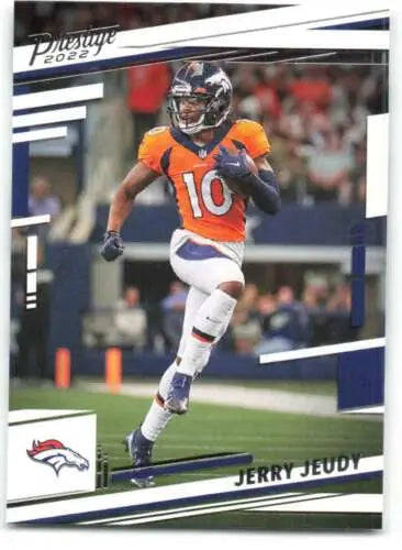 Football trading card of Jerry Jeudy in 2022 Panini Prestige #90 with original gloss