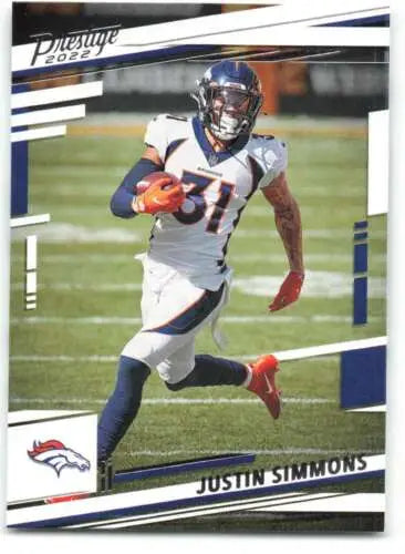 Justin Simmons football card from 2022 Panini Prestige with original gloss finish