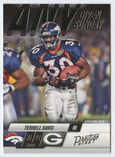 Terrell Davis football card from 2022 Panini Prestige with original gloss finish