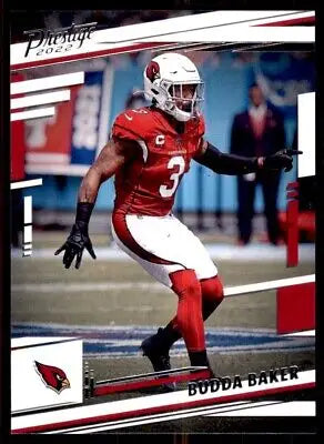 Budda Baker football card from 2022 Panini Prestige Arizona Cardinals featuring text-align center design