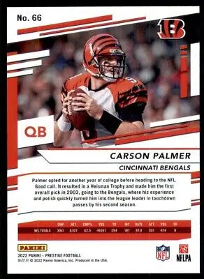 Carson Palmer football card from 2022 Panini Prestige Cincinnati Bengals #66