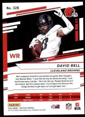 David Bell football card showcasing 2022 Panini Prestige Rookie for Cleveland Browns