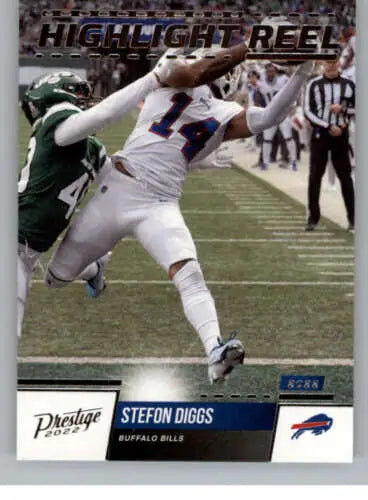 Stefon Diggs football card from 2022 Panini Prestige Highlight Reel with original gloss