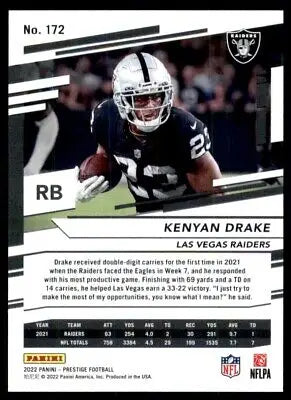 Kenyan Drake 2022 Panini Prestige Las Vegas Raiders Football Card Text-Align Center