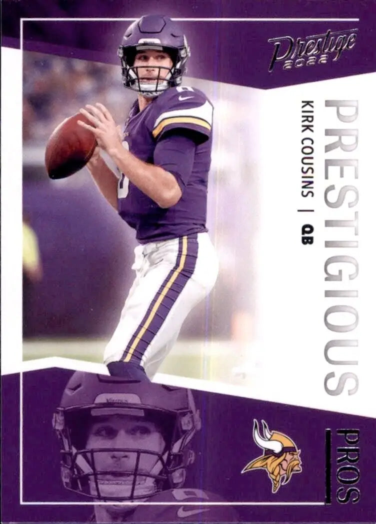 Kirk Cousins football card from 2022 Panini Prestige Prestigious Pros Minnesota Vikings