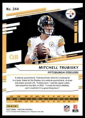 Mitchell Trubisky football card from 2022 Panini Prestige featuring the Pittsburgh Steelers