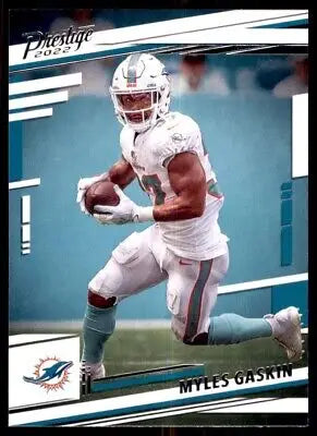 Myles Gaskin football card from 2022 Panini Prestige Miami Dolphins #181 text-align center