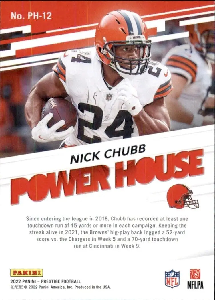 Nick Chubb Panini Prestige Power House Cleveland Browns football card #PH-12