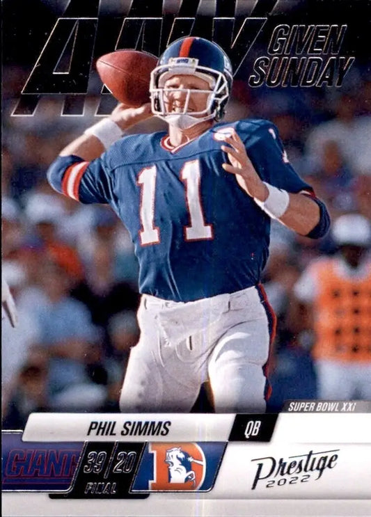 Phil Simms football card from 2022 Panini Prestige Any Given Sunday New York Giants