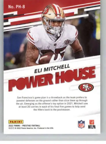 Eli Mitchell football card from Panini Prestige Power House featuring original gloss finish