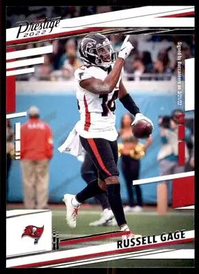 Russell Gage 2022 Panini Prestige Tampa Bay Buccaneers football card displayed center