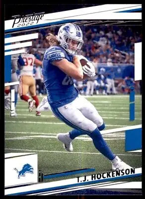 2022 Panini Prestige T.J. Hockenson Detroit Lions football card with text-align center 디자인