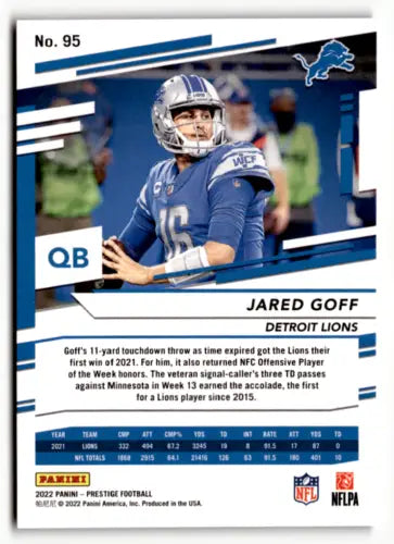 Jared Goff Football Card 2022 Panini Prestige Xtra Points Red Original Gloss NM-MT