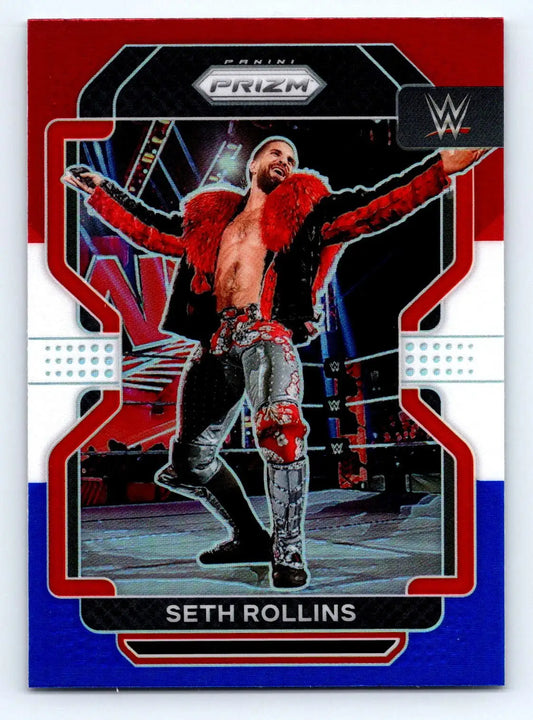 2022 Panini Prizm WWE #111 Seth Rollins Red White Blue Prizm wrestling card image